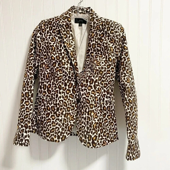 J. Crew Size XXS Leopard Printed School Boy Blazer - Picture 3 of 6